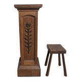 column / pedestal base solid oak 112 cm