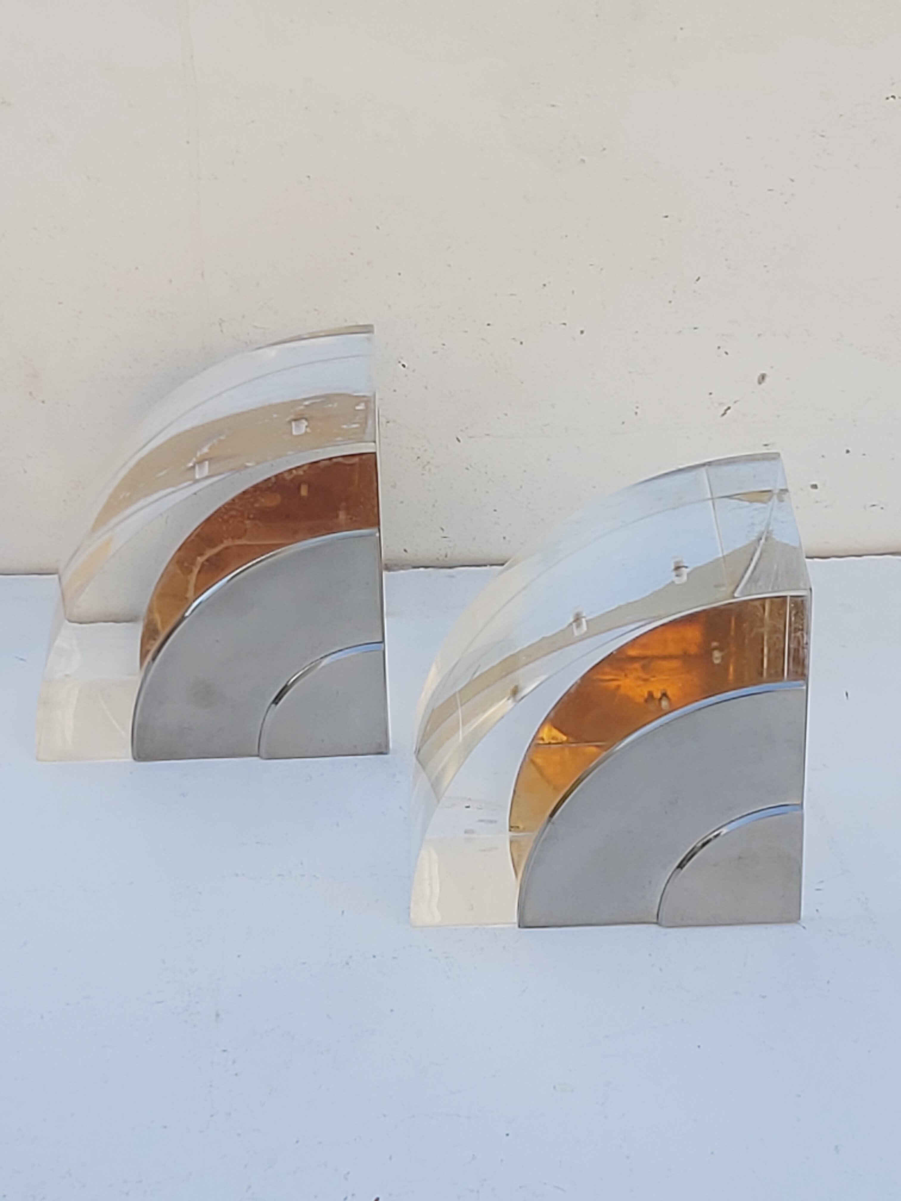 Plexi chrome metal bookends in the 70s