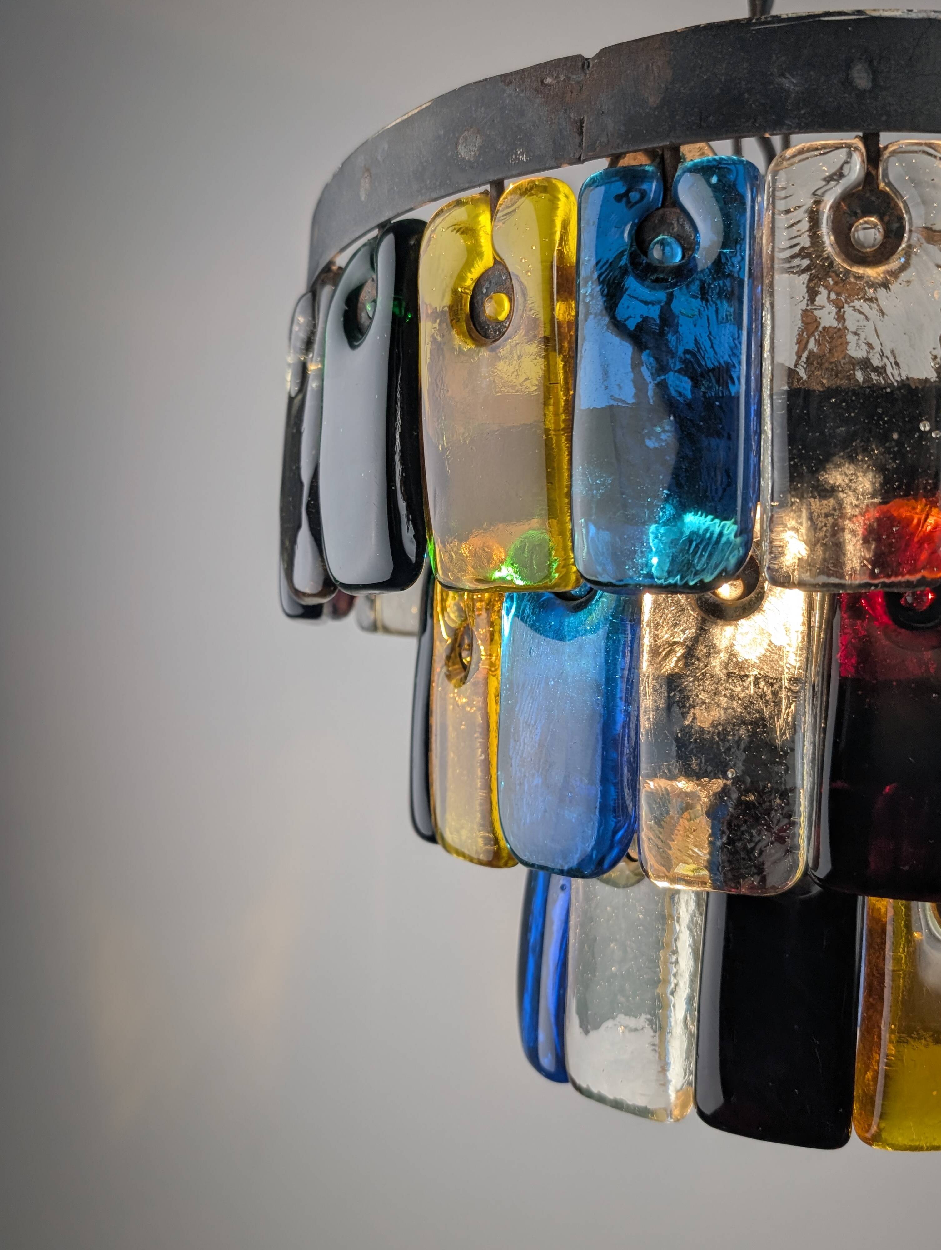 Lustre brutaliste en verre et métal de Felipe Derflingher pour Feders, années 1960