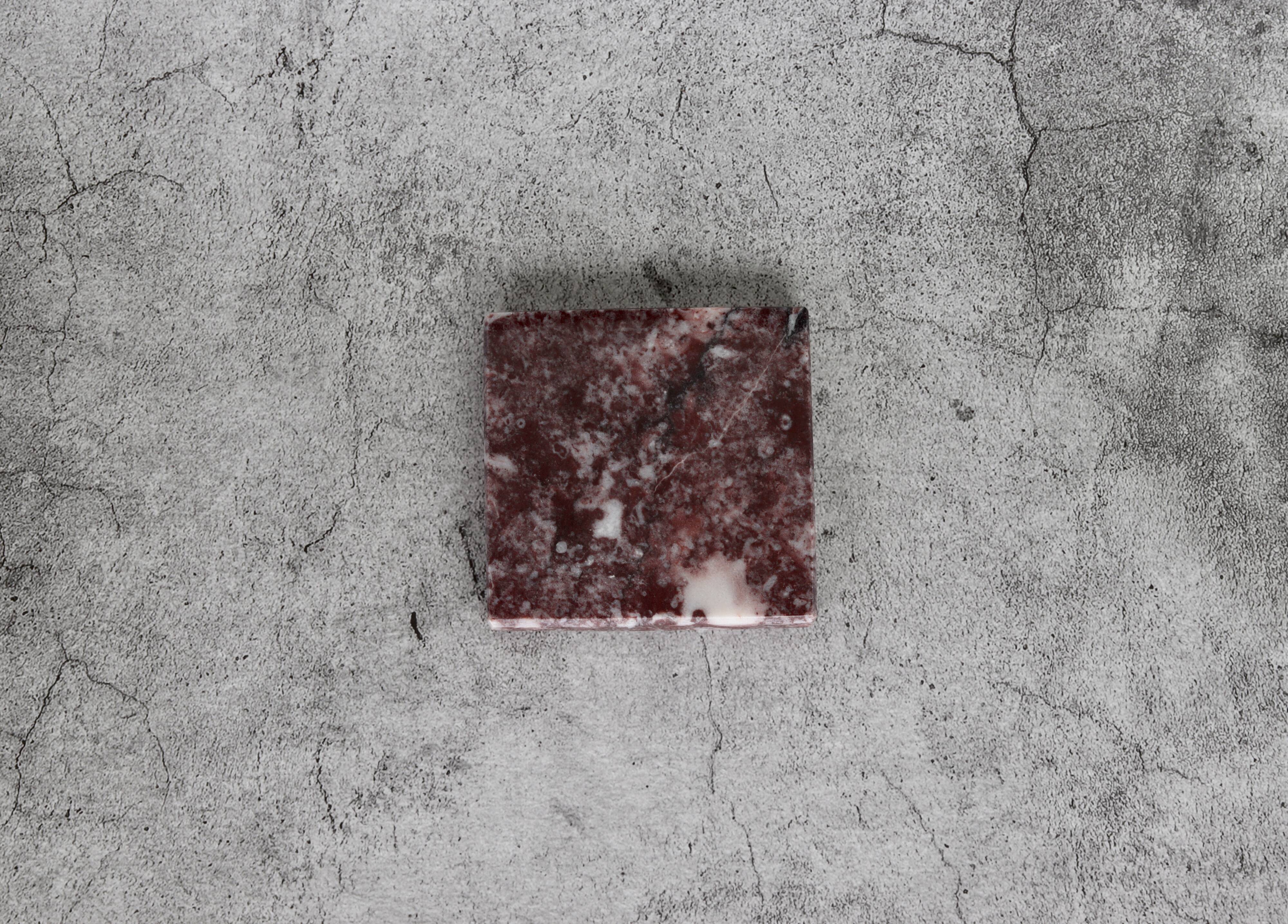 Madeji – Red Square Natural Marble Coasters - set of 4