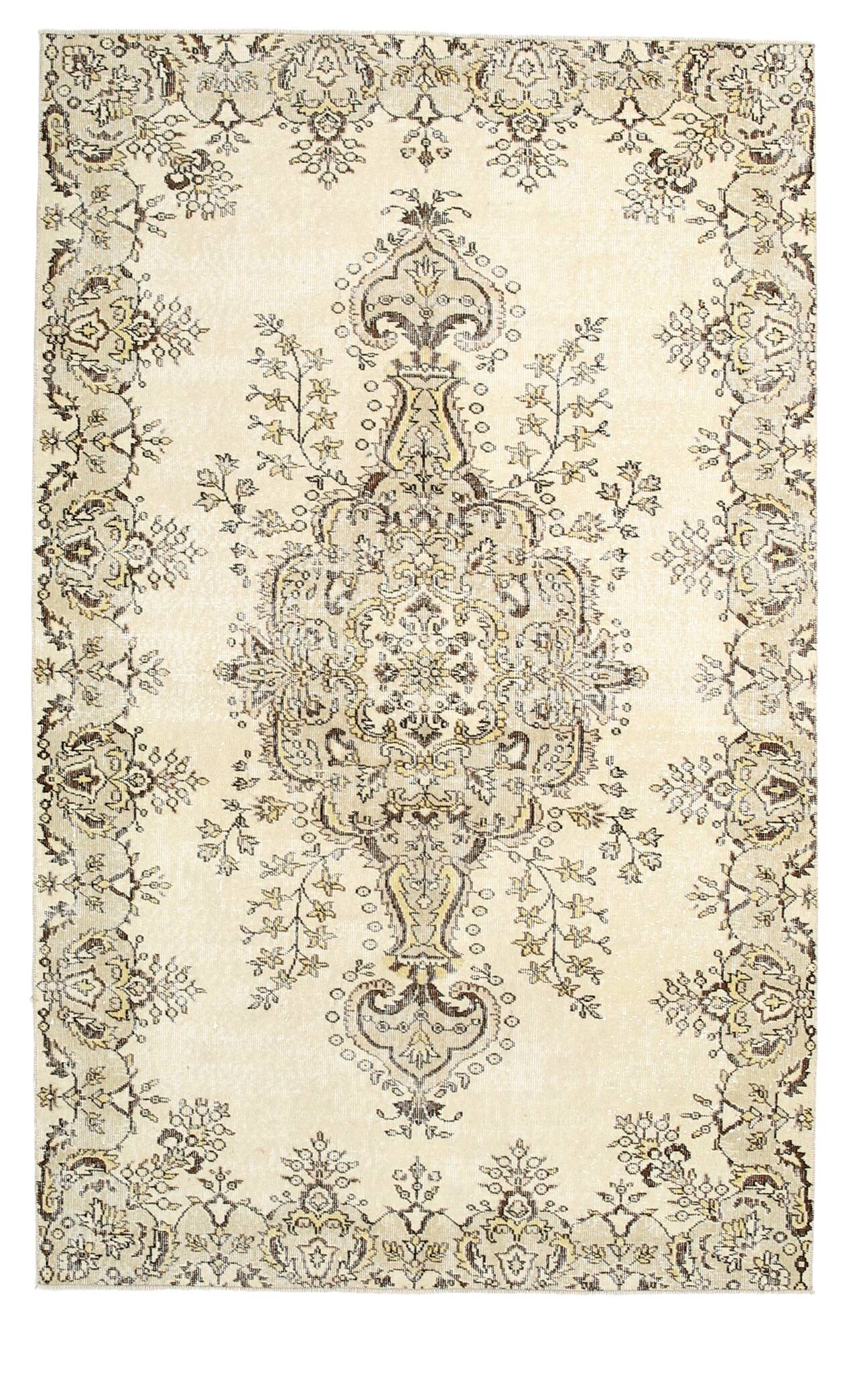 Turkish Light Green & Cream Vintage Rug, 162x259Cm