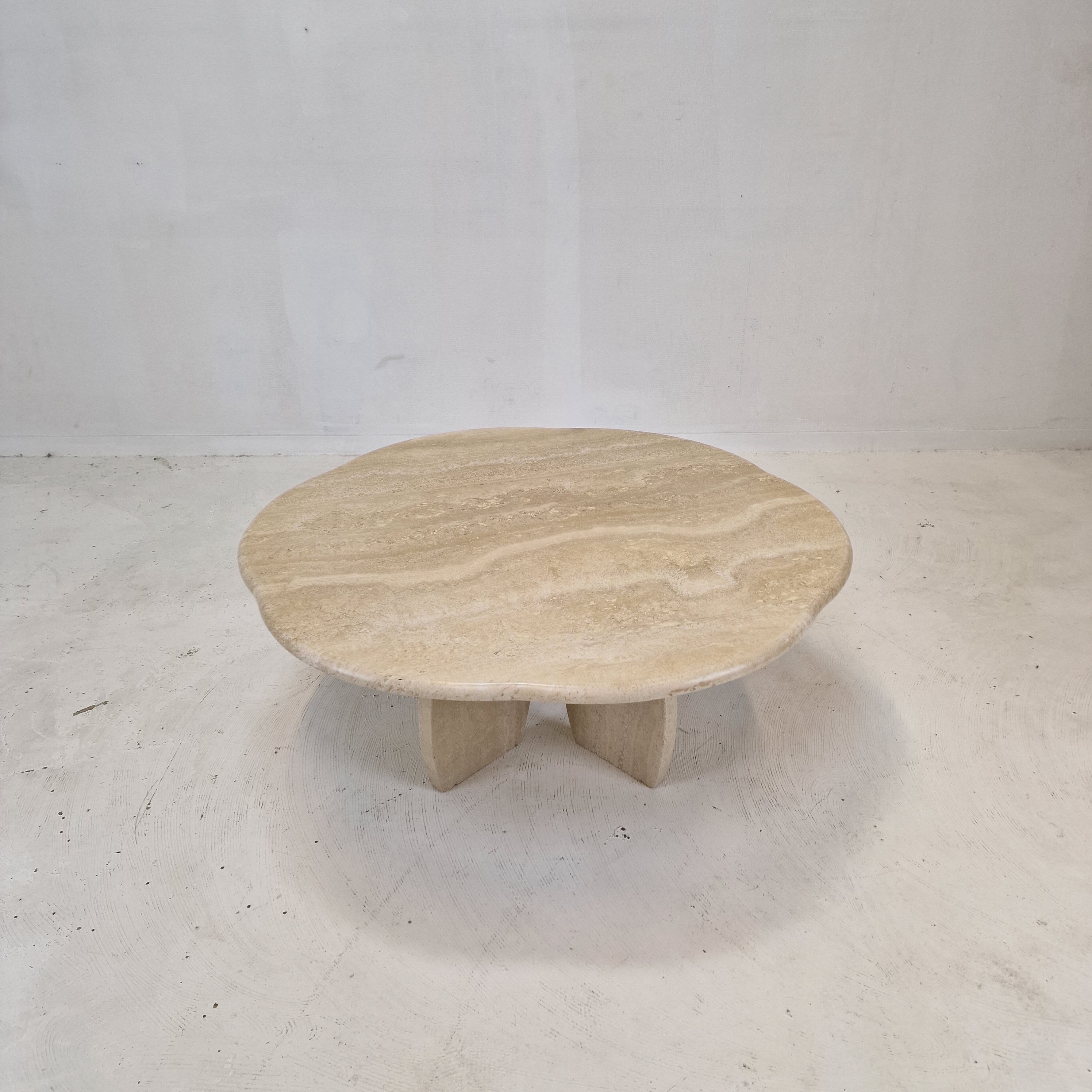 Italian travertine coffee table, 1980s