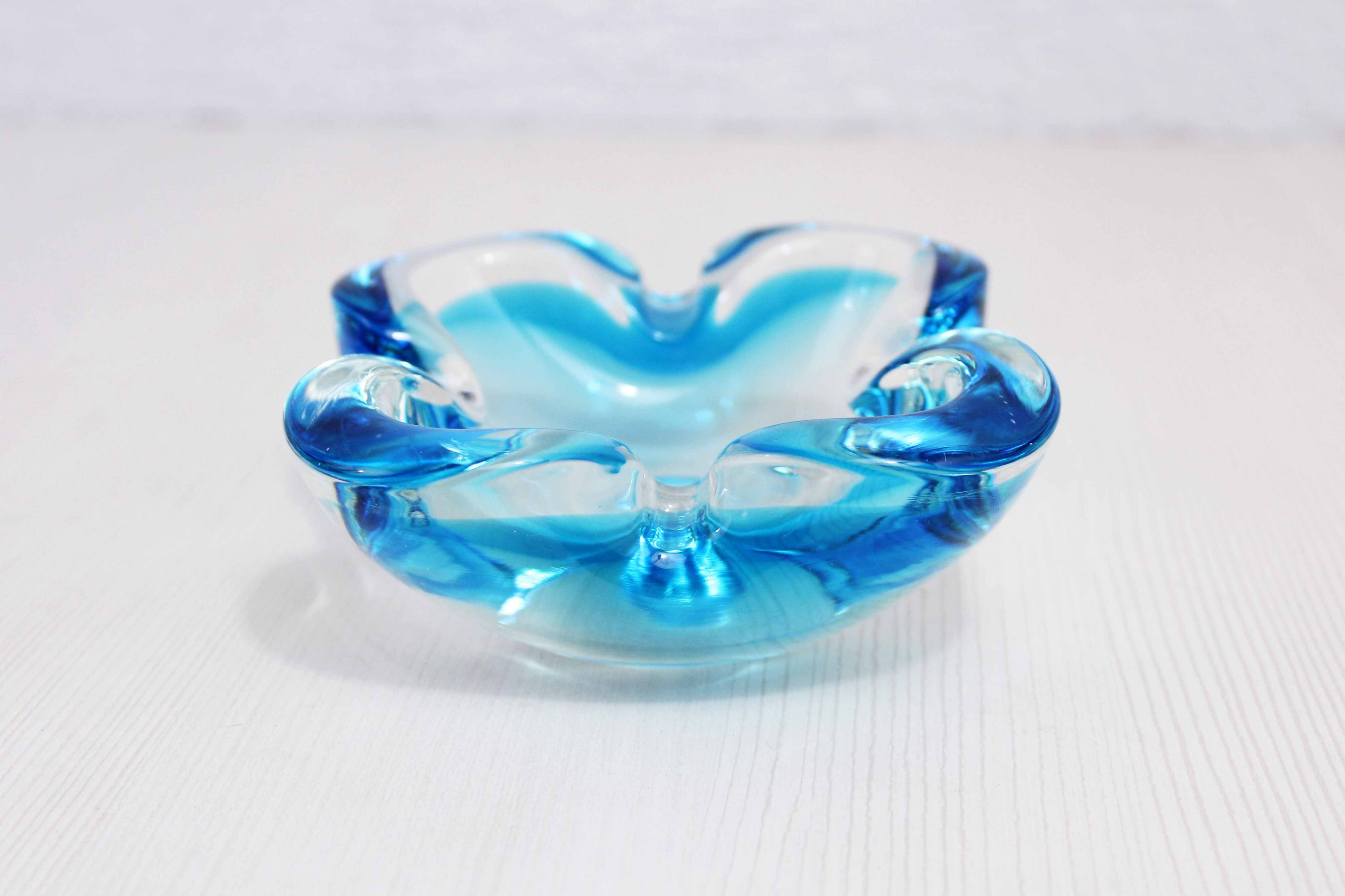 Blue Murano glass ashtray