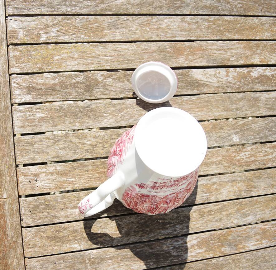 Antique Johnson Bros Ceramic Teapot - The Stagecoach
