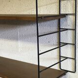 Large beech wood string shelf and black metal Stud