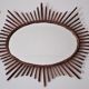 Miroir ovale rotin bambou années 60 44x60cm