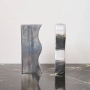 Pair of aluminium cast vases "Sea", 1970s
