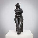 Seated female sculpture by Francine Govers, Netherlands, 1990s