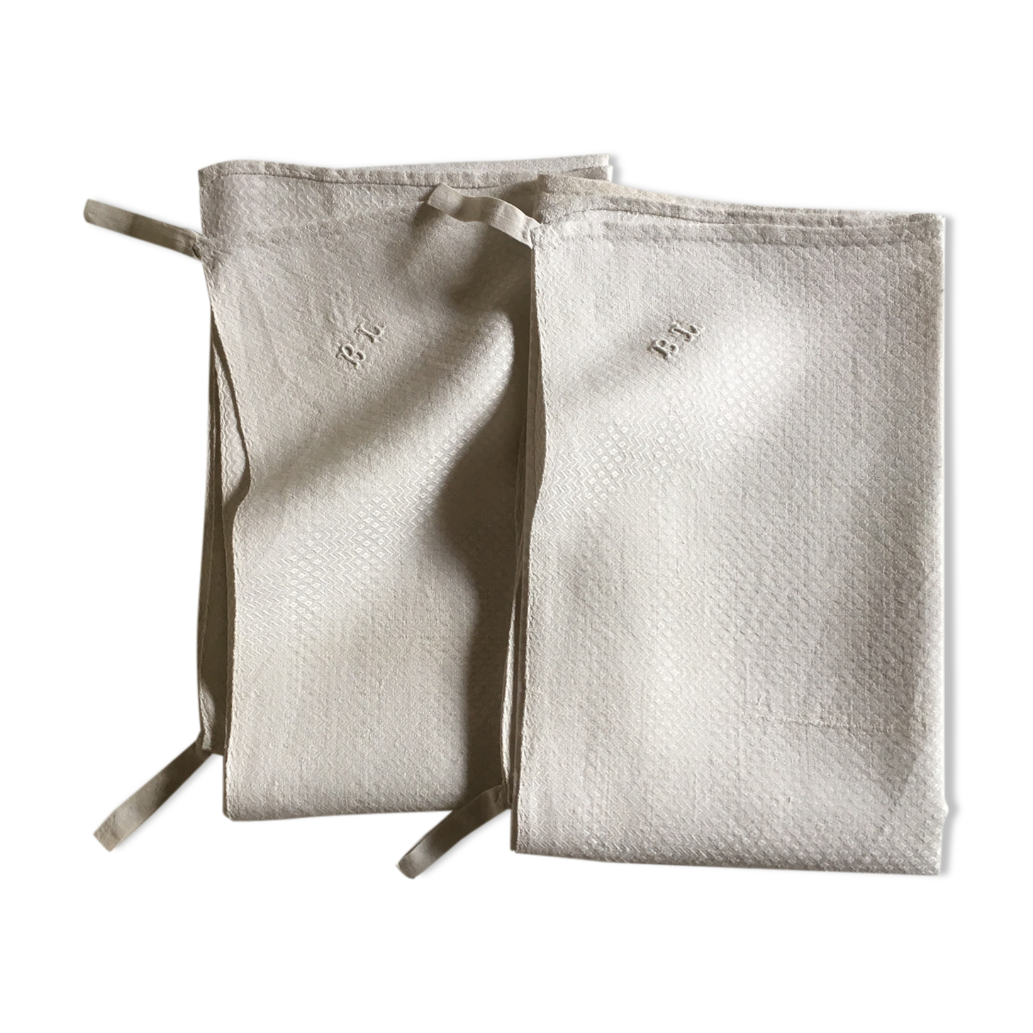 pair of Castle in linen cloths 19th figure BL