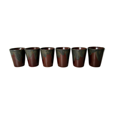 Set de 6 gobelets en grès Vintage verres tasses pots