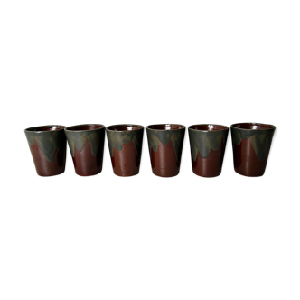 Set de 6 gobelets en grès Vintage verres tasses pots