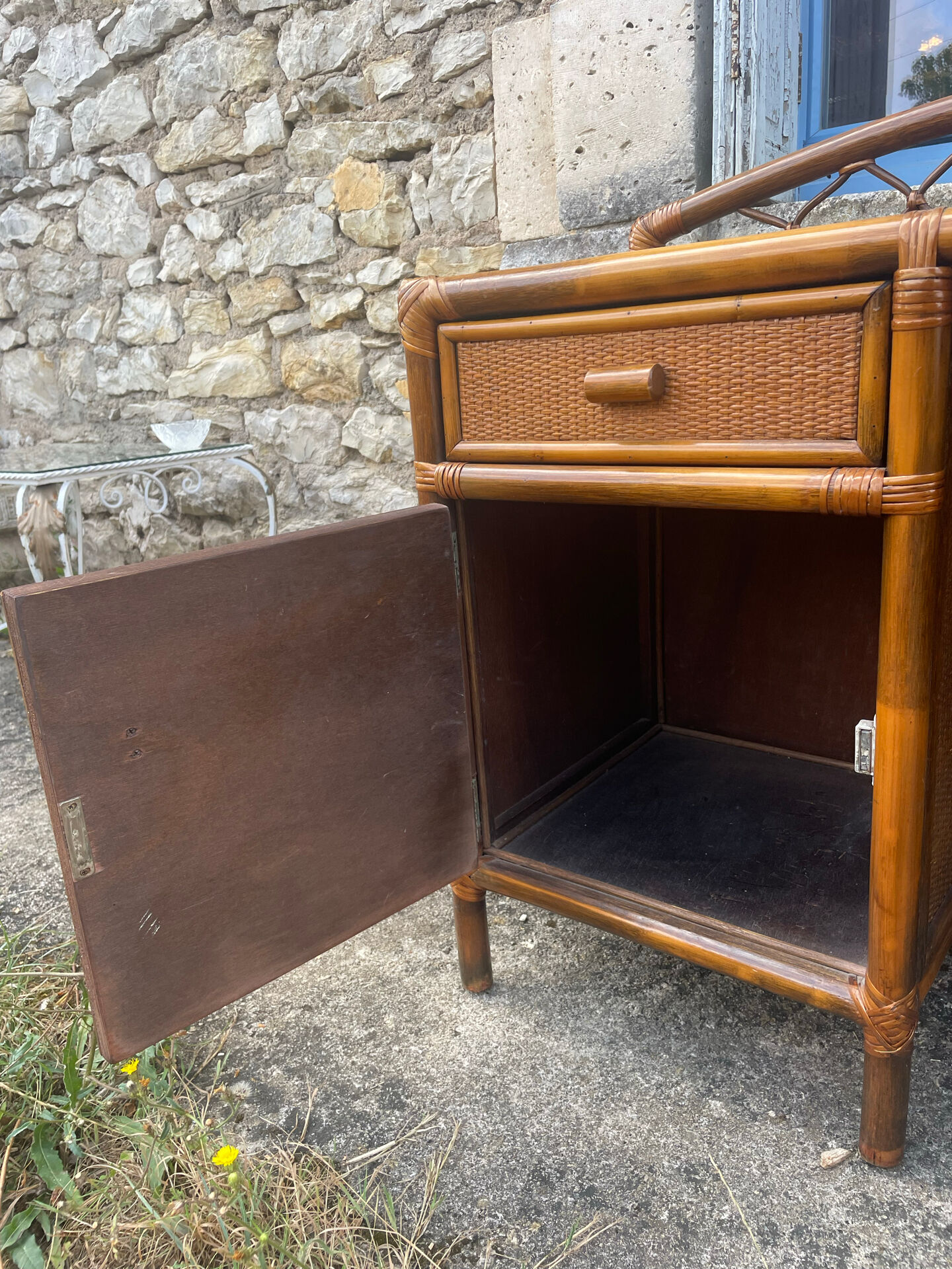 Vintage bamboo and rattan desk – 1960s-70s