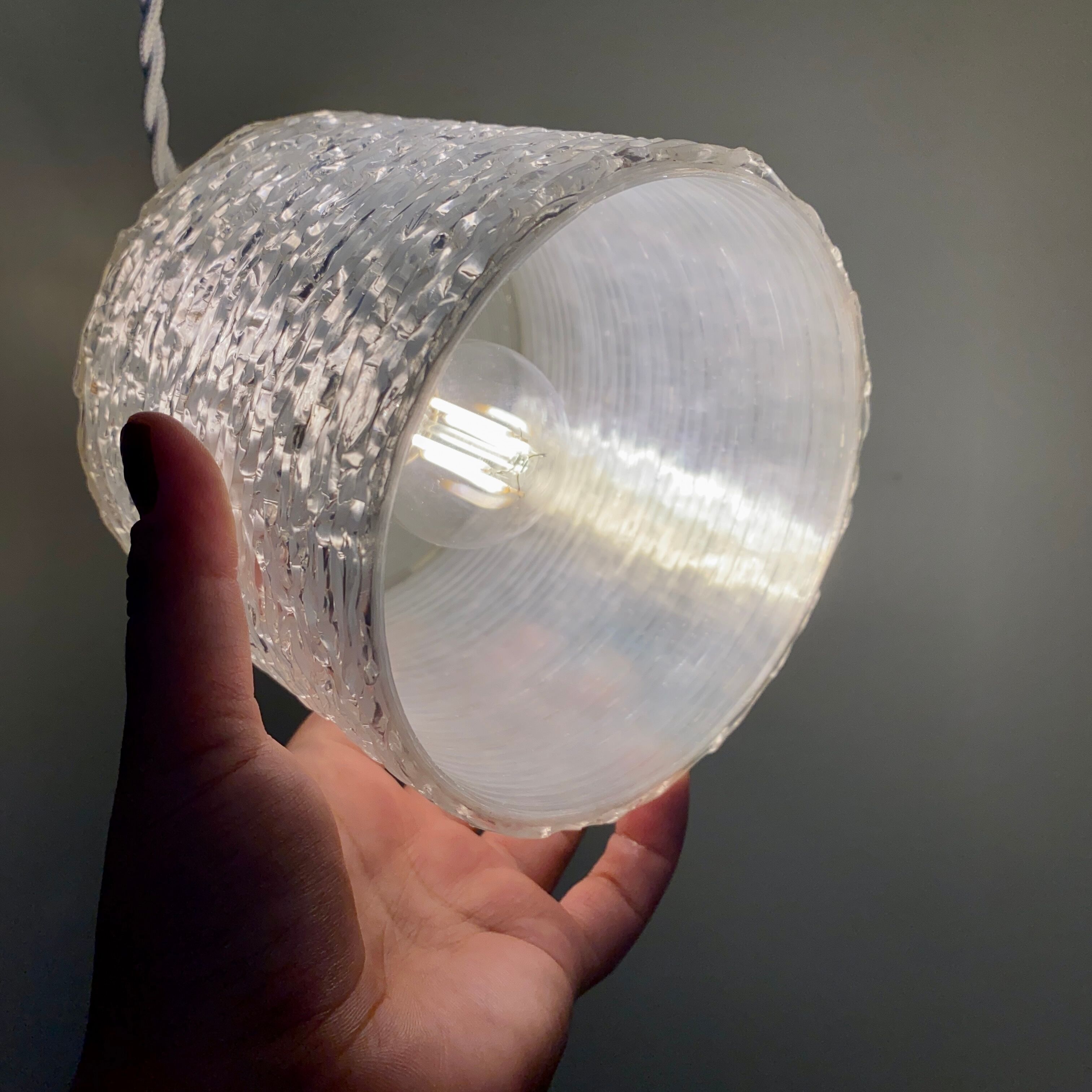 Vintage tulip pendant lamp in pearlescent resin