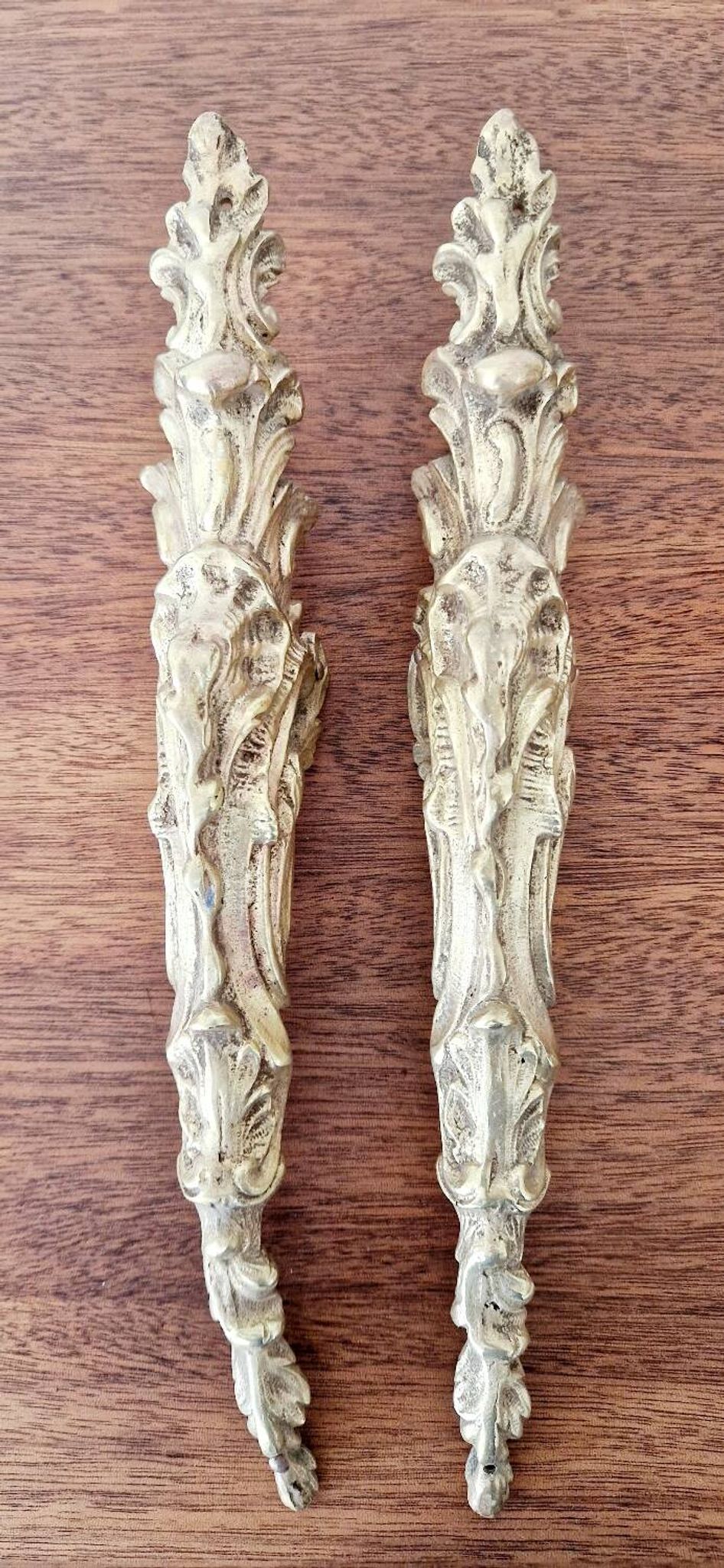 2 ornements et fronton en bronze antique