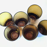6 glasses amber tubes blown 1970s