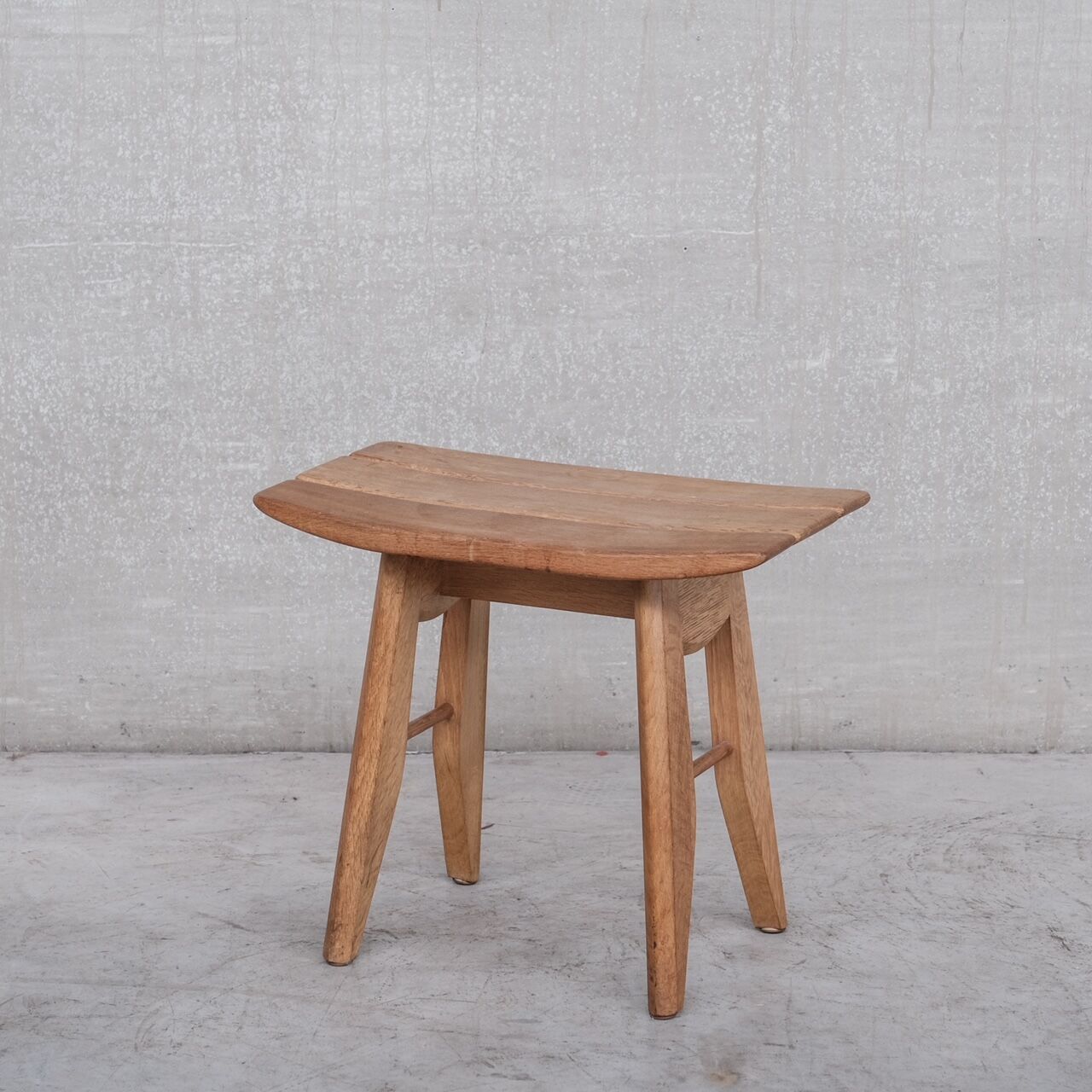 Guillerme et chambron oak french mid-century stool