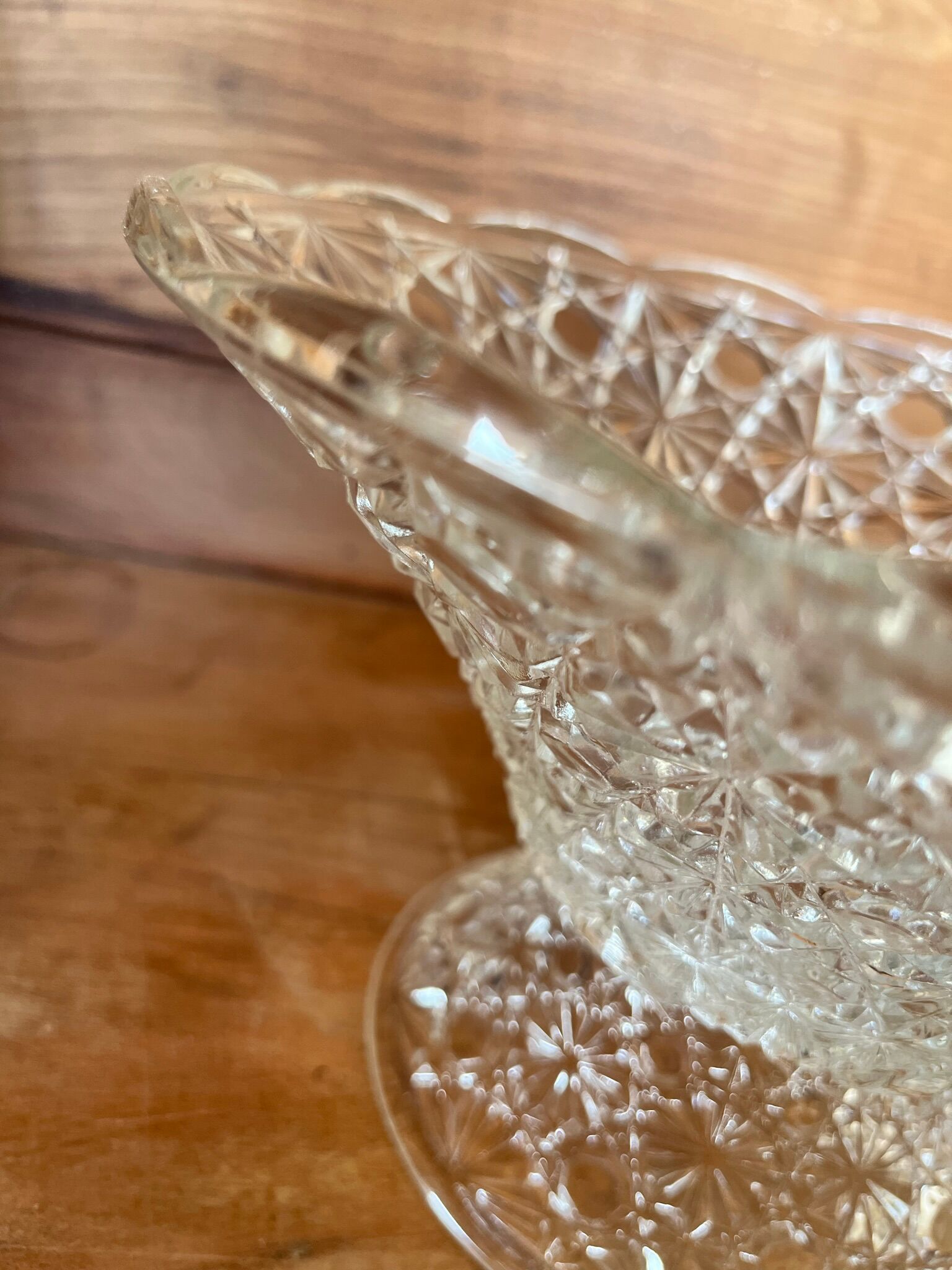 Antique standing cup in chiseled glass