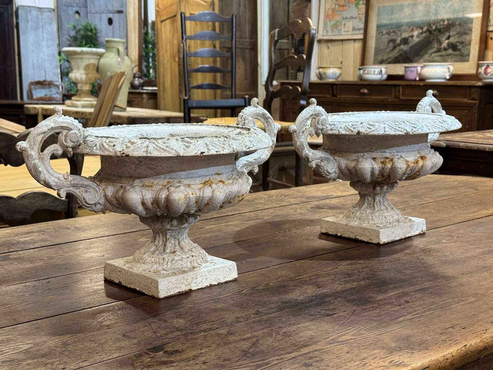 Pair of Medici vases in cast iron from the 19th century.