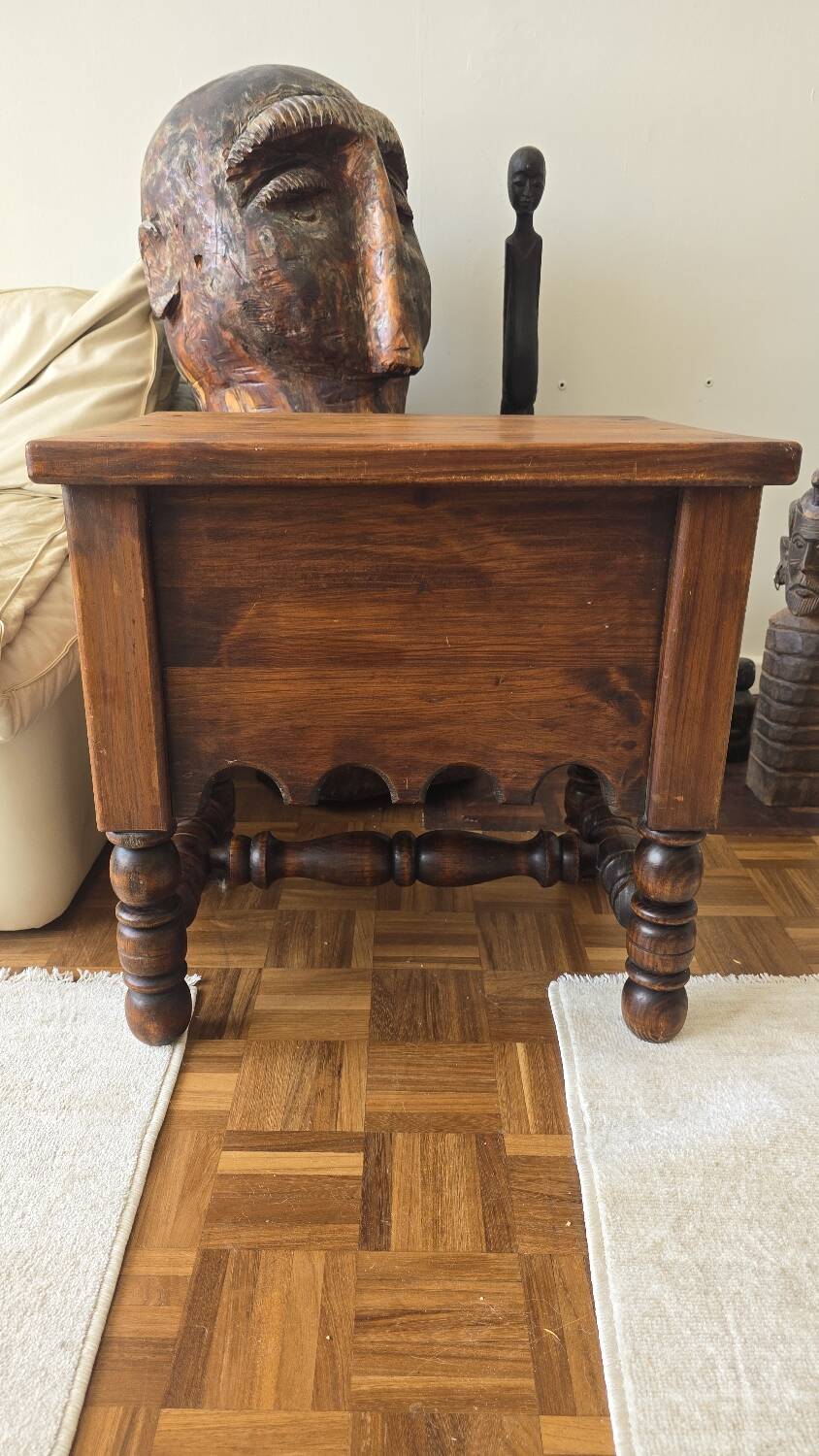 Folk Rustic Sun-Carved Nightstand sidetable cupboardsolid wood chunky