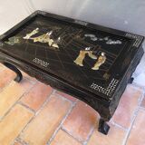Ancienne table basse rectangulaire asiatique escamotable