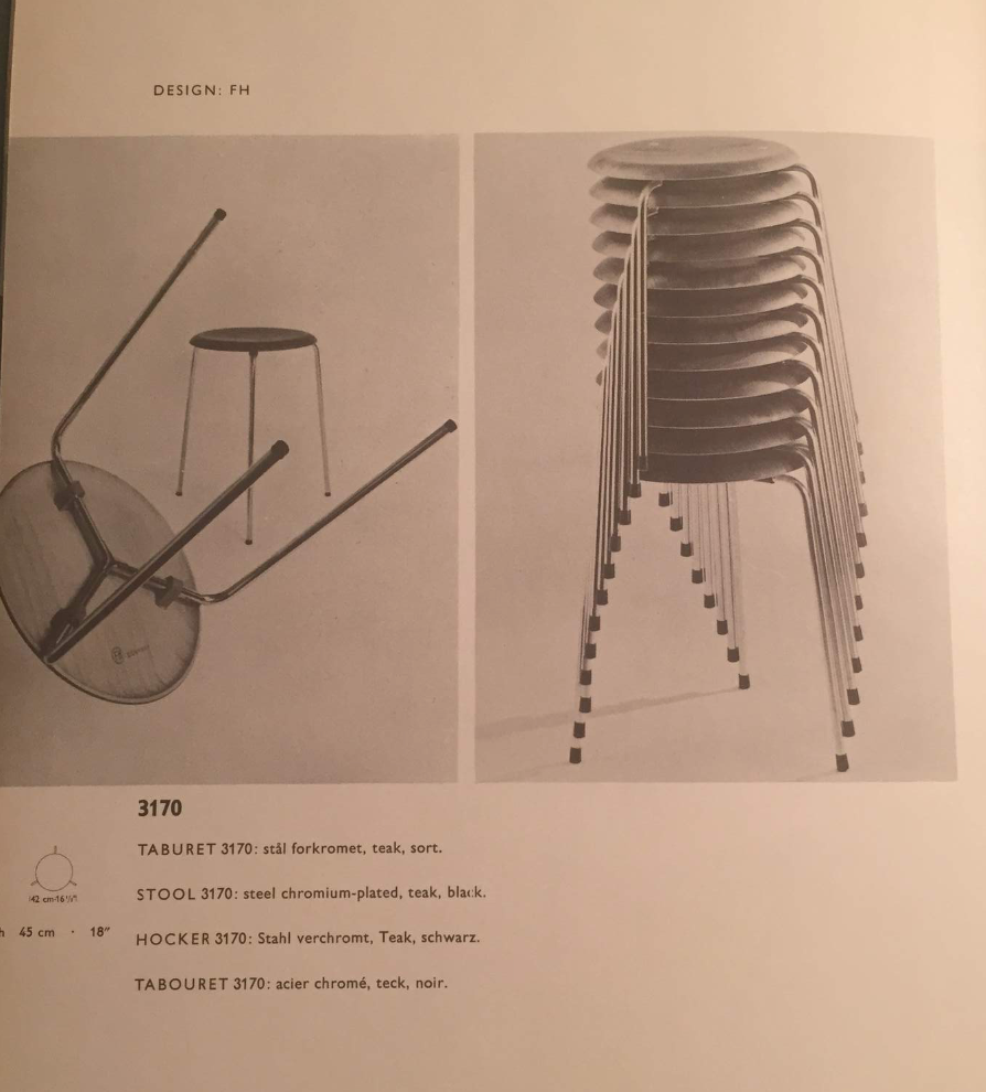 Very early edition Arne Jacobsen DOT stool model 3170 by Fritz Hansen