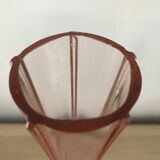 Large 50cm pink glass art deco soliflore