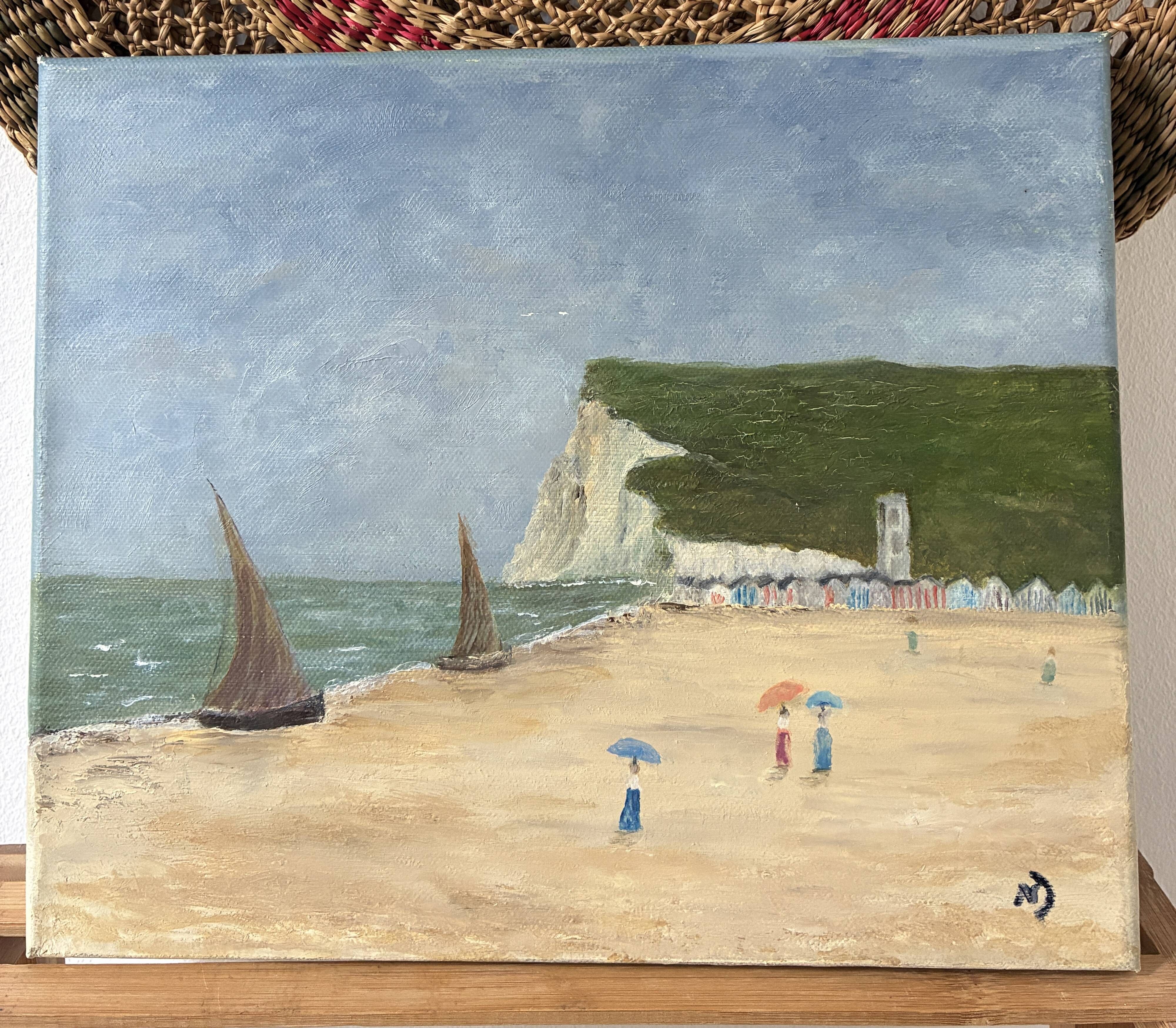 Small oil painting on canvas of the Seine Maritime coast.