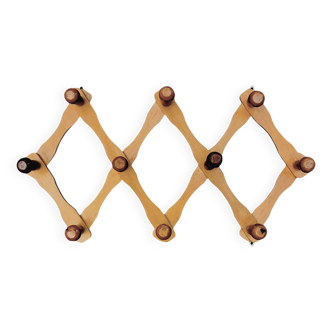 Vintage wooden accordion coat rack
