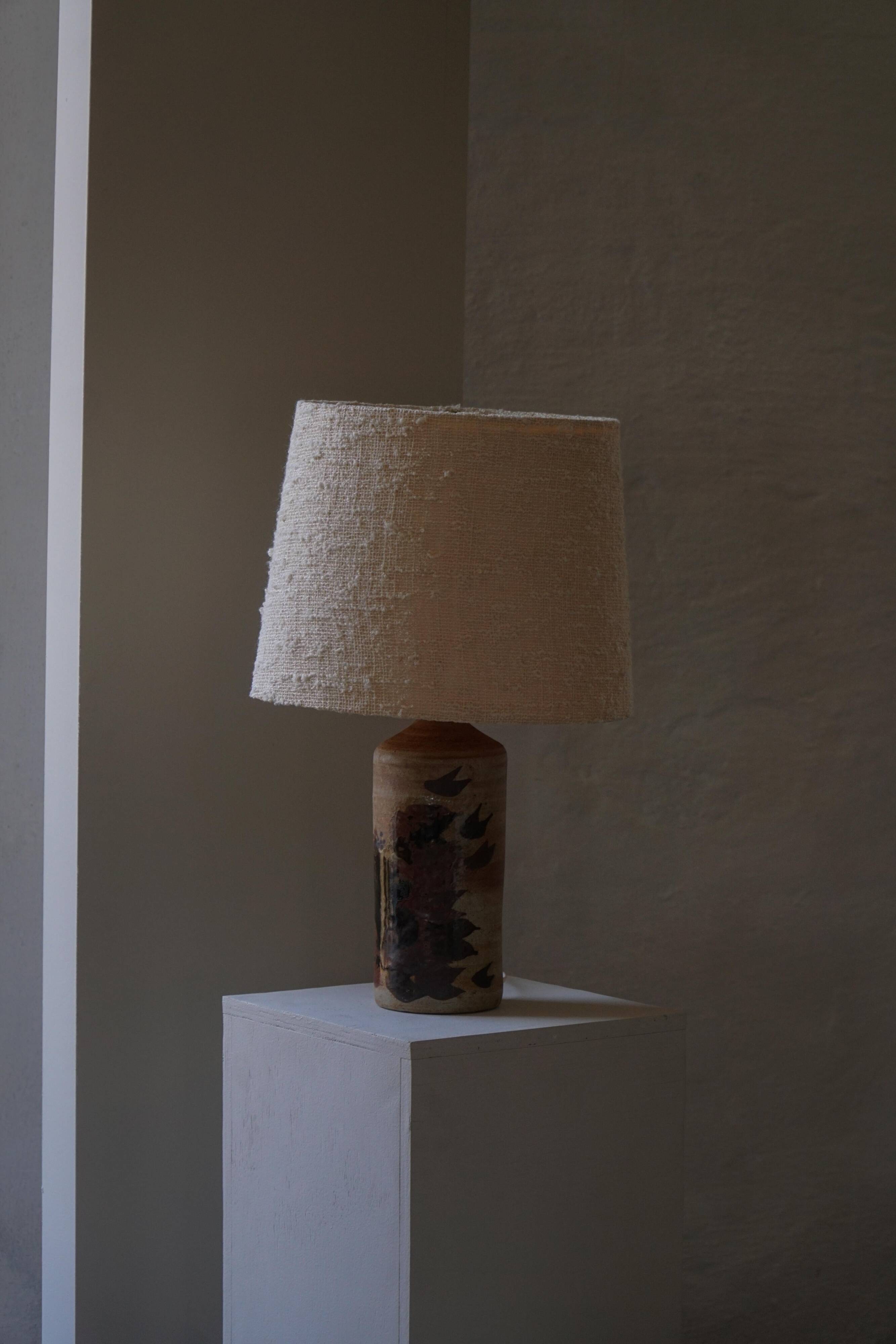 Lampe de table en grès de studio danois par Conny Walther, Danemark, milieu du 20e siècle