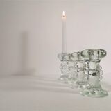 Set of four crystal glass candle holders by Staffan Gellerstedt for Pukeberg Glasbruk