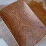Ensemble assiettes et plat scandinave en bois massif vintage