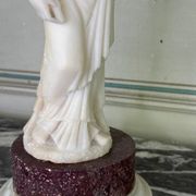 Alabaster sculpture, lady with a mask in the antique style, 19th century