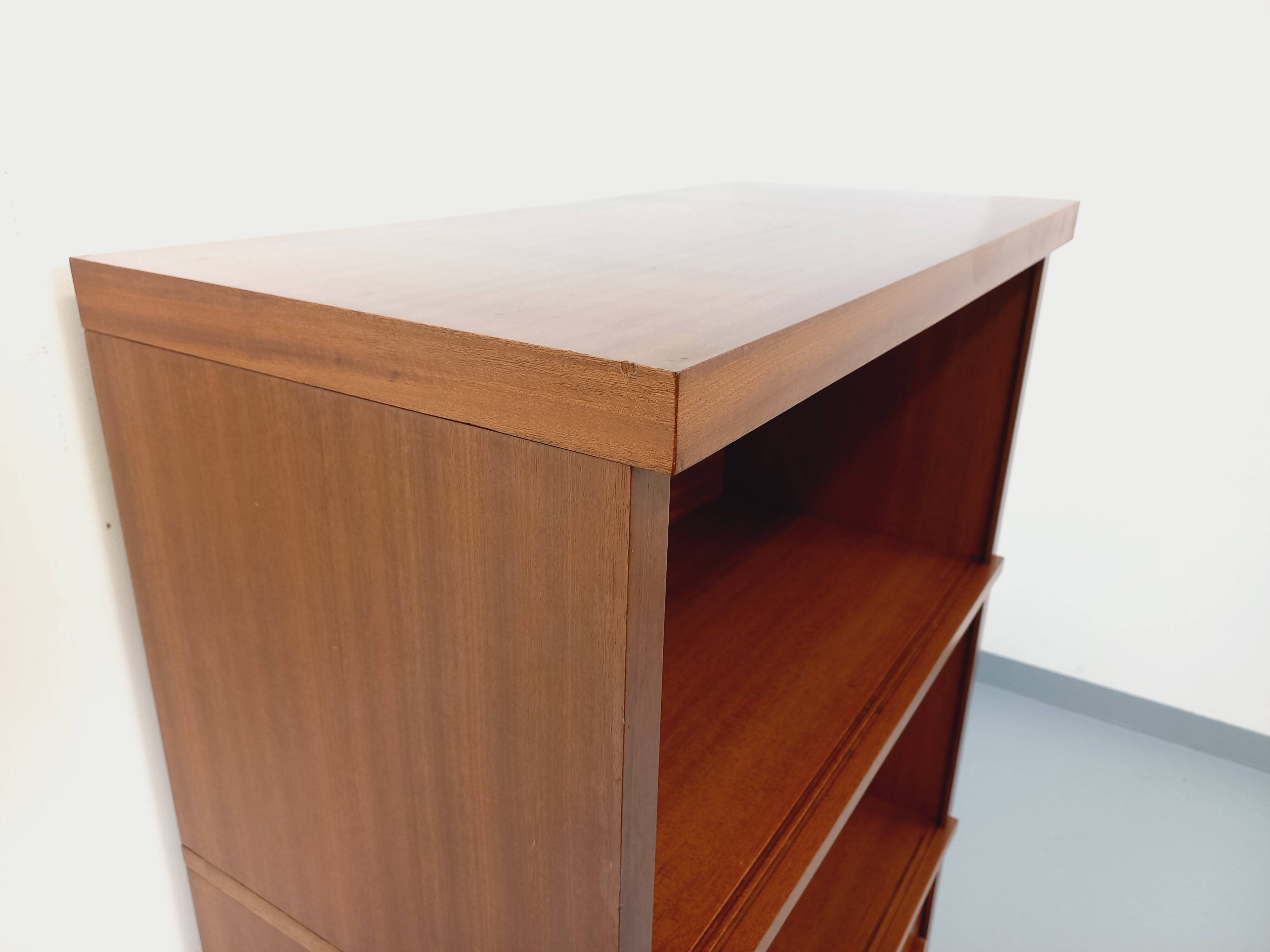 Vintage oak storage bookshelf from the 1960s.