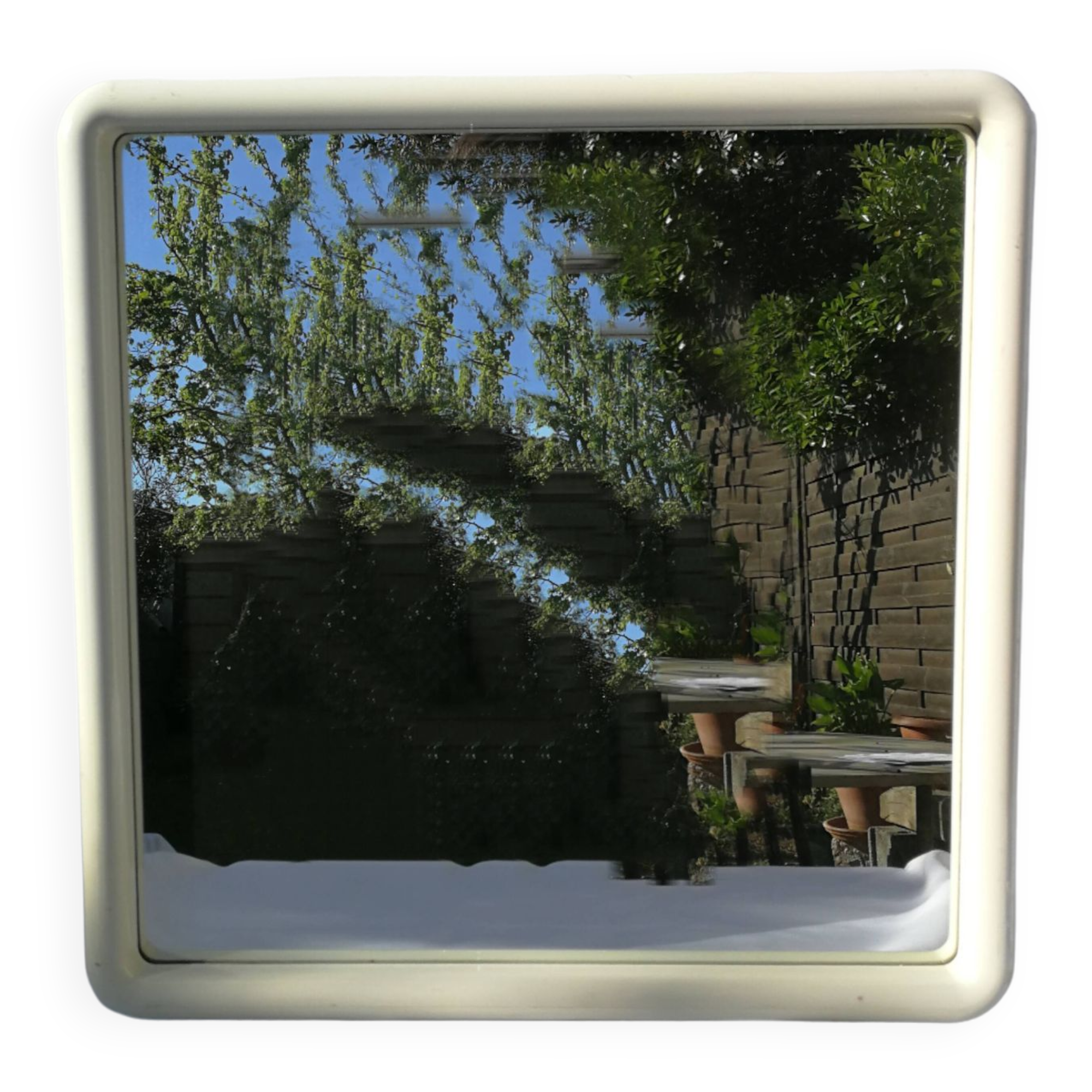 Square mirror white plastic frame