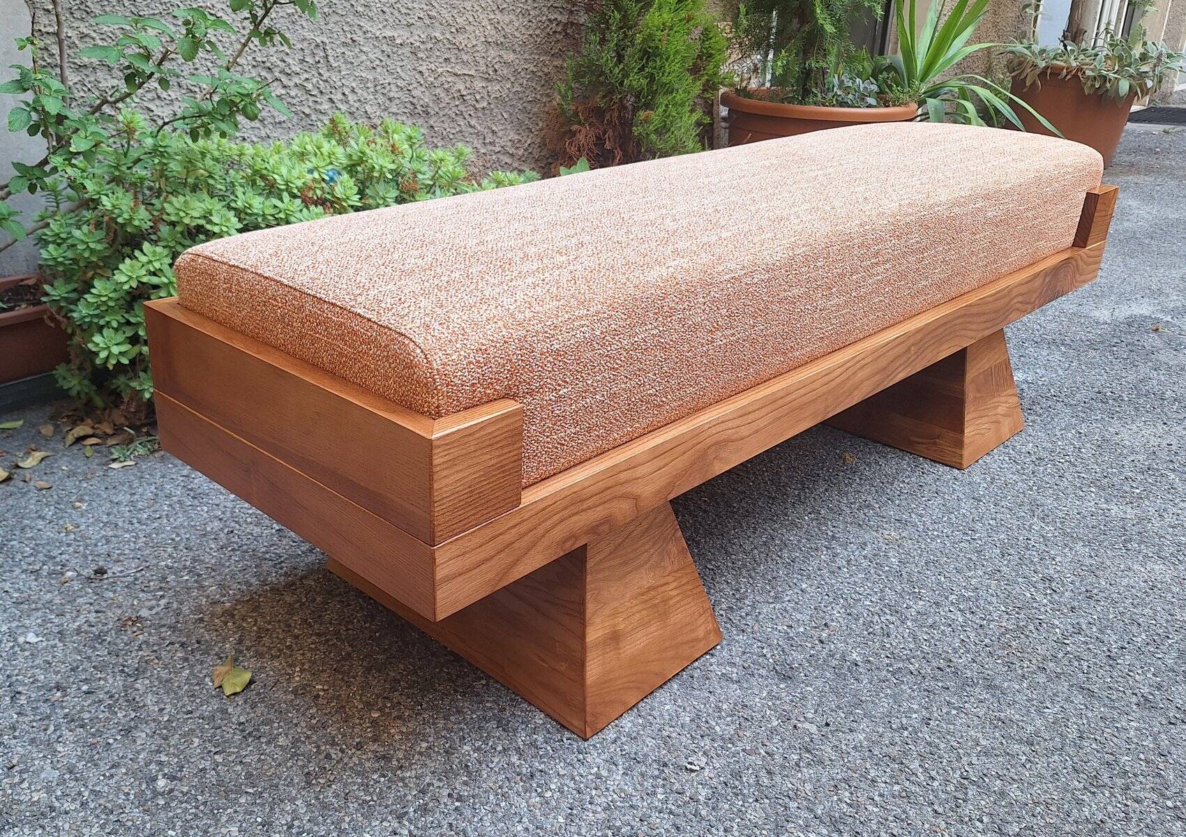 Bench with Pyramid Legs and Stain-Resistant Multi-Color Fabric from Artigianato Italiano, 2000s