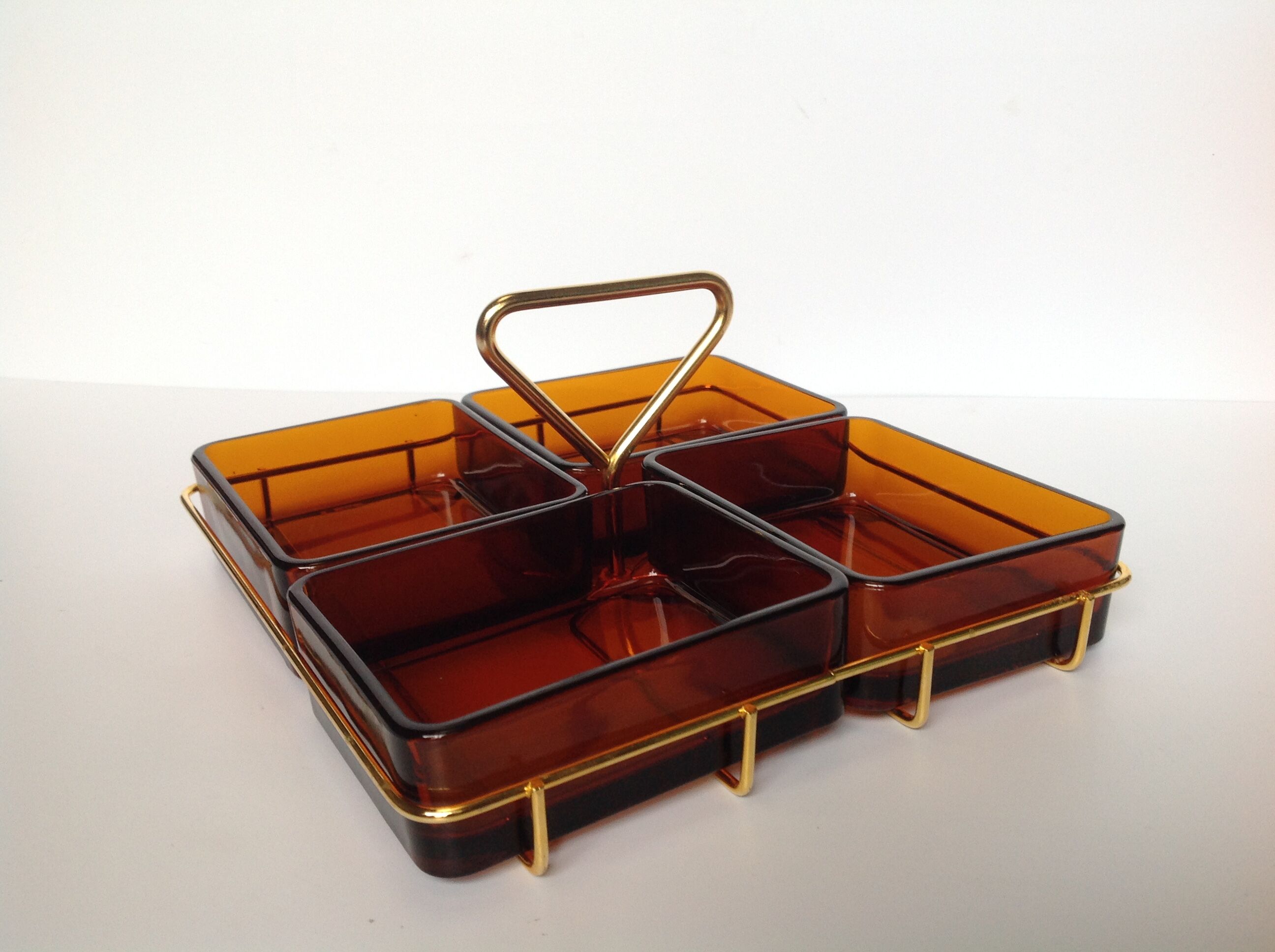Glass and gold metal aperitif tray