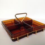 Glass and gold metal aperitif tray