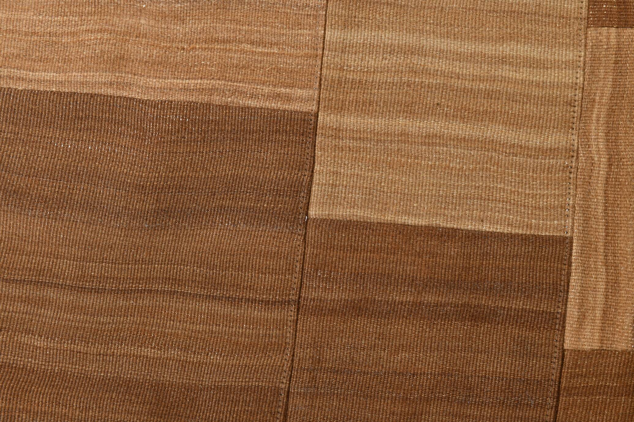 4x6 Checkered Pattern Brown Vintage Kilim Rug, 140x172Cm