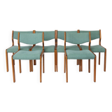 Set of 6 Vintage Beech Dining Chairs Germany 1970s Mid Century Modern