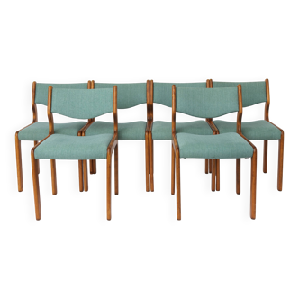 Set of 6 Vintage Beech Dining Chairs Germany 1970s Mid Century Modern