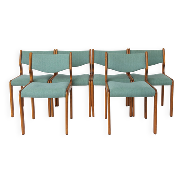Set of 6 Vintage Beech Dining Chairs Germany 1970s Mid Century Modern