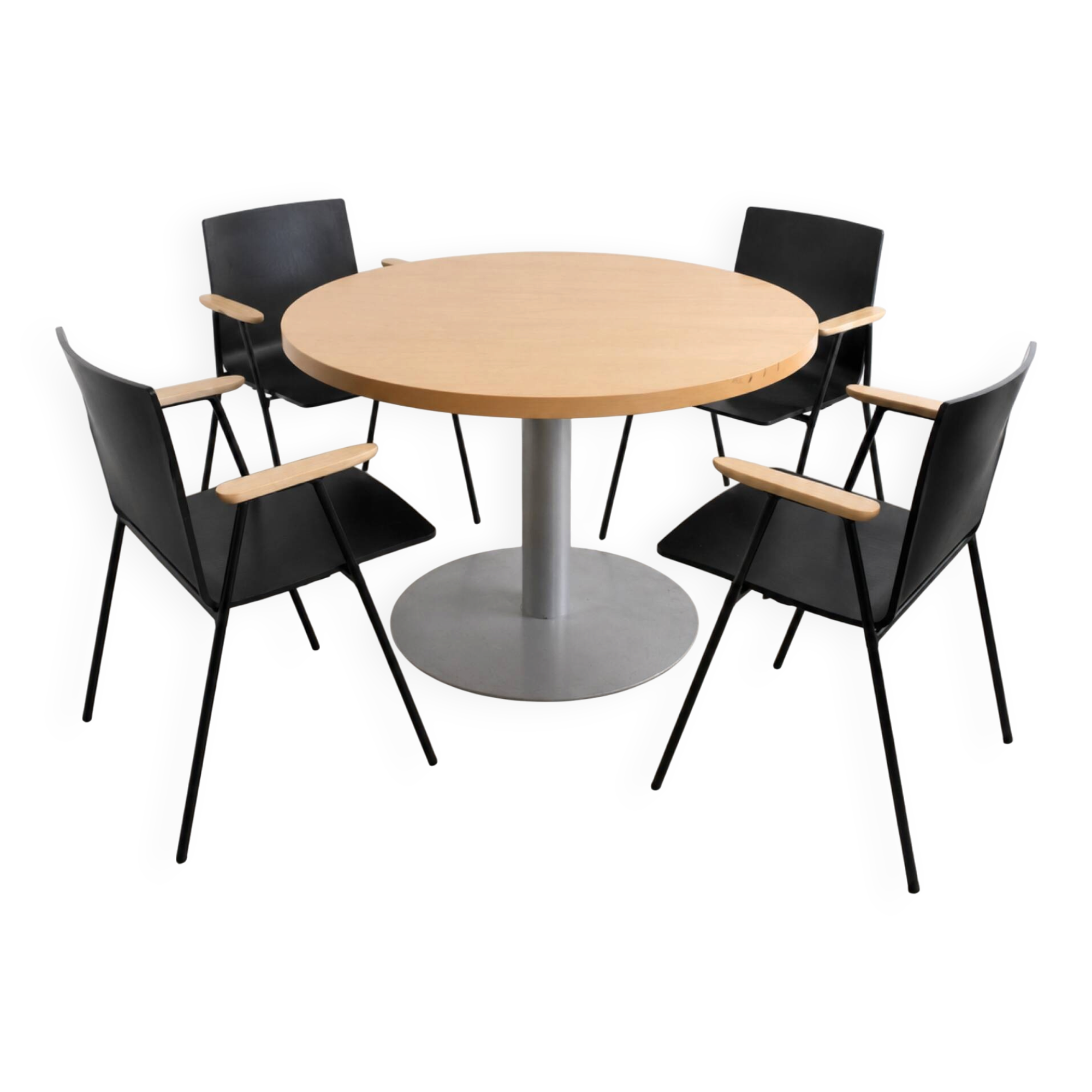 Lot de 4 fauteuils design Pedrali – Italie – Bois & acier