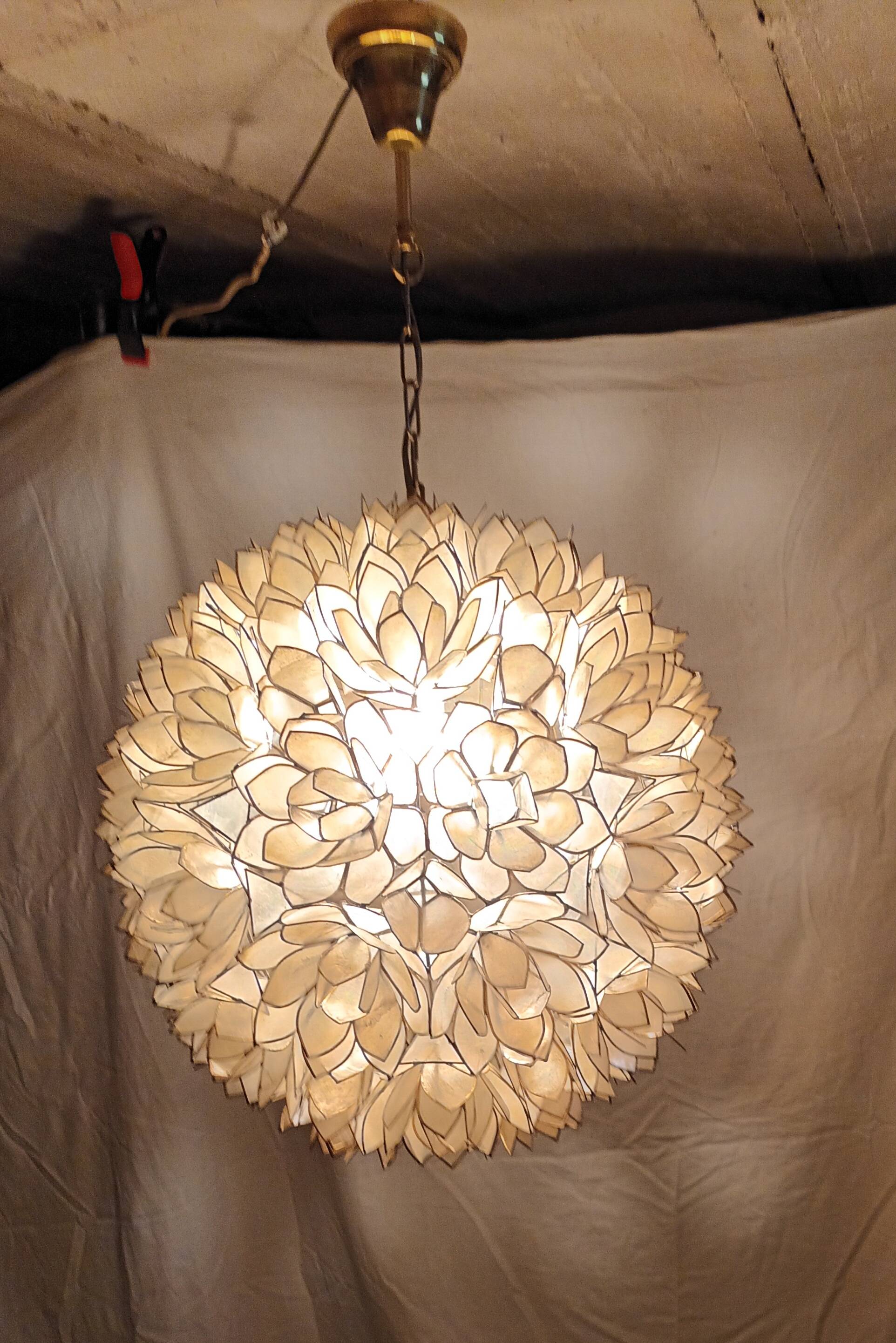 Capiz mother-of-pearl chandelier for Rausch, 1960s