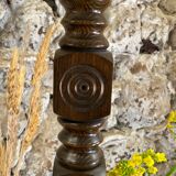 Side table floor lamp in Basque turned wood 50