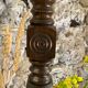 Side table floor lamp in Basque turned wood 50