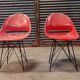 Pair of red chairs by Miroslav Navràtil for Vertex 1959