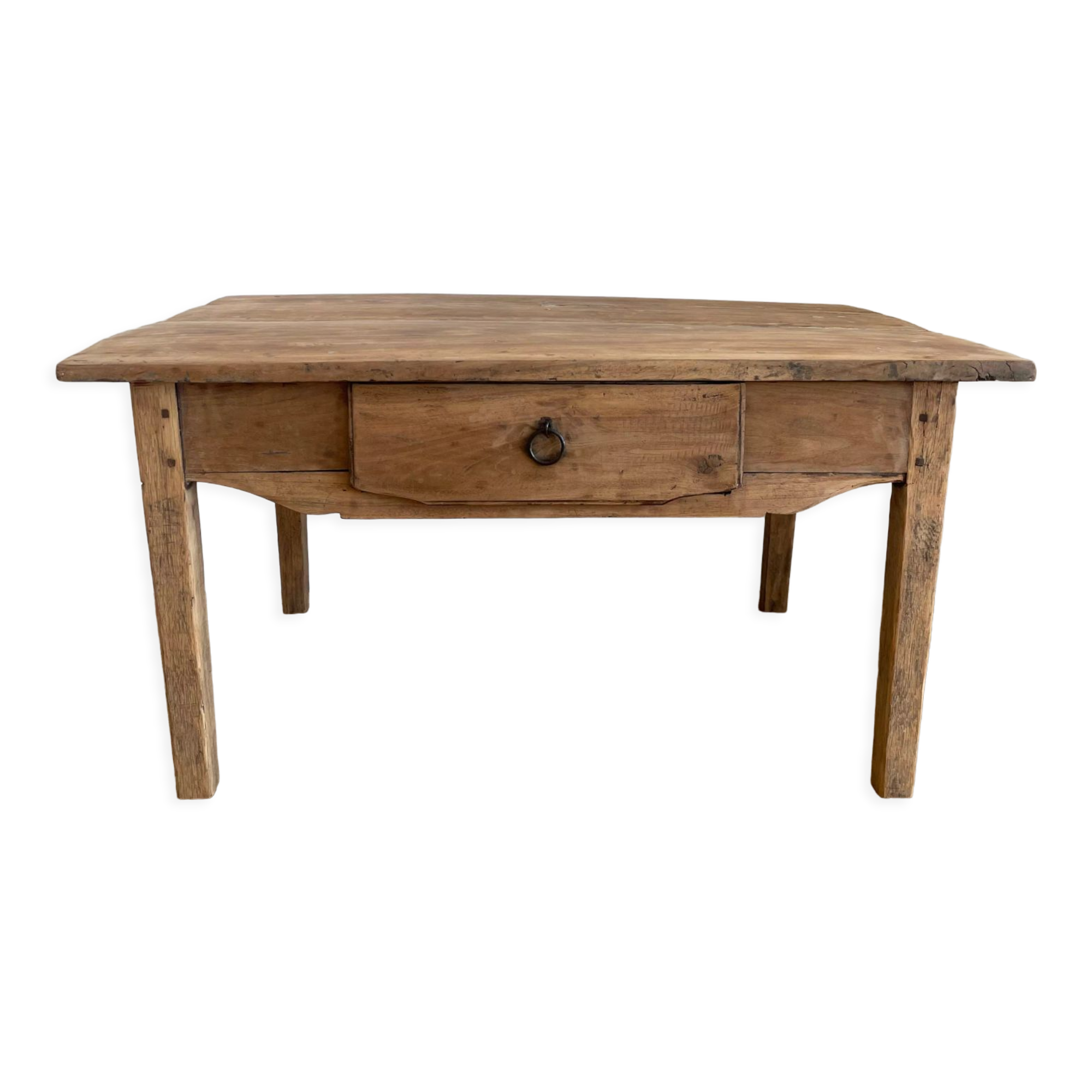 Table basse de ferme ancienne en bois brut