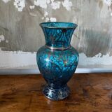Ancient Venice vase in blown glass enamelled Murano decoration in silver