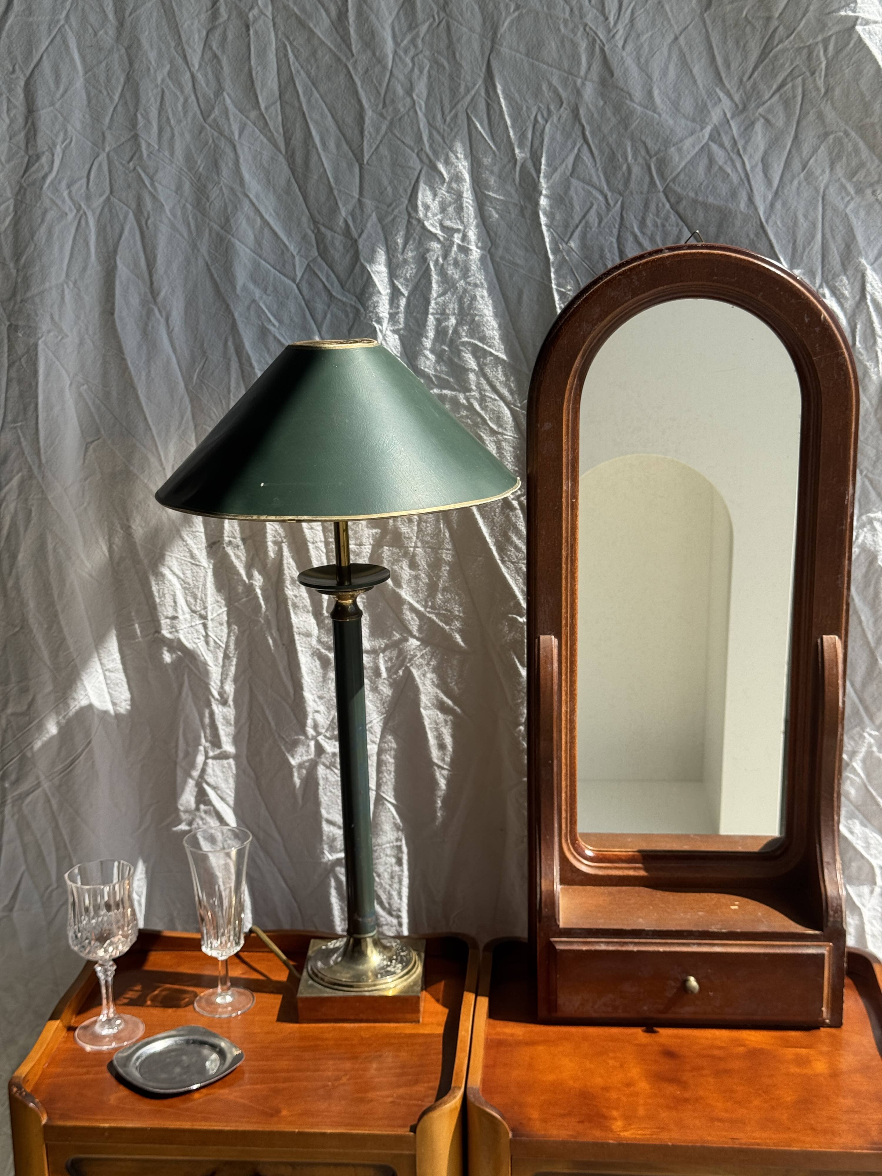 Vintage green and gold table lamp H60 D30