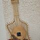 Vintage decorative wall clock Guitar in rattan bohemian style 77 cm - 1970s
